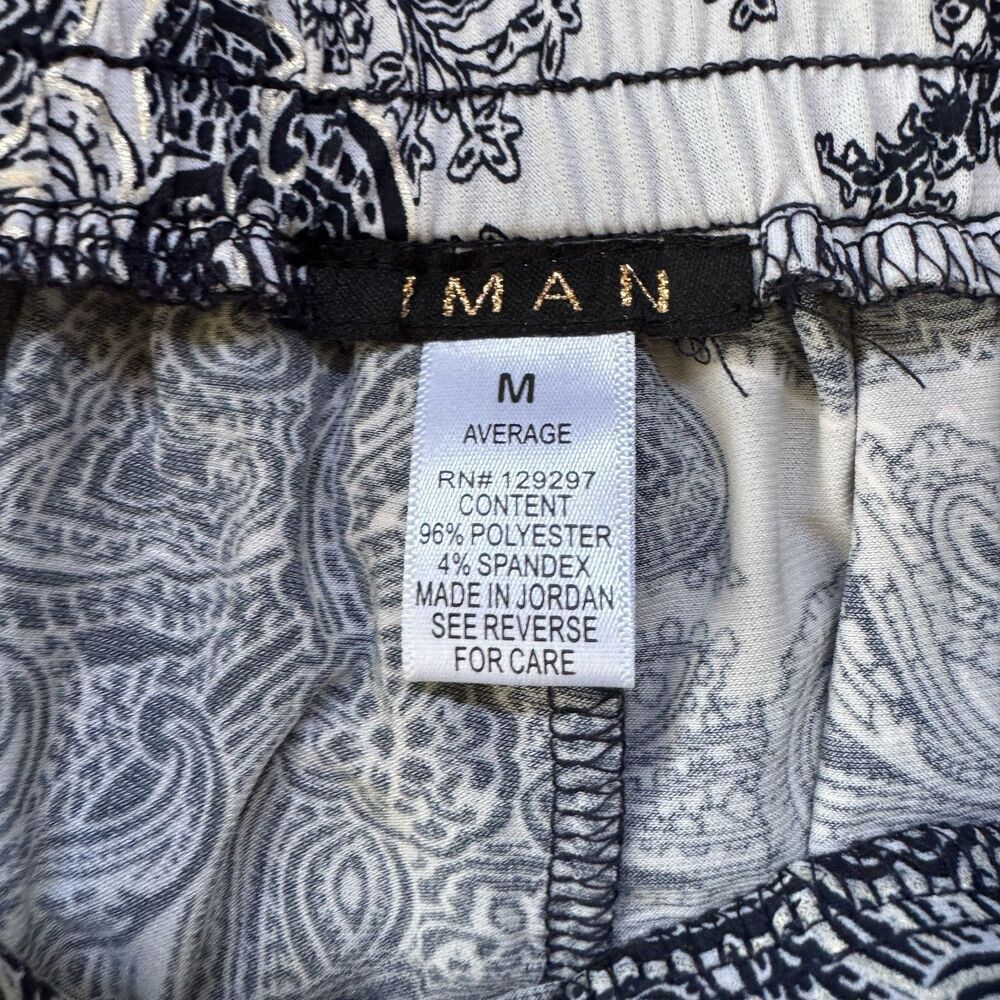 IMAN Global Chic 2-piece Tank & Pant Set High Waist Navy White Metallic Medium - Picture 8 of 11